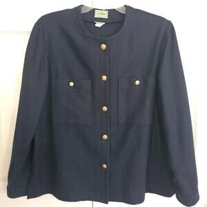 Vintage L.L. Bean 100% Wool Navy‎ Blazer 18 1990s Nautical Classic Preppy Jacket